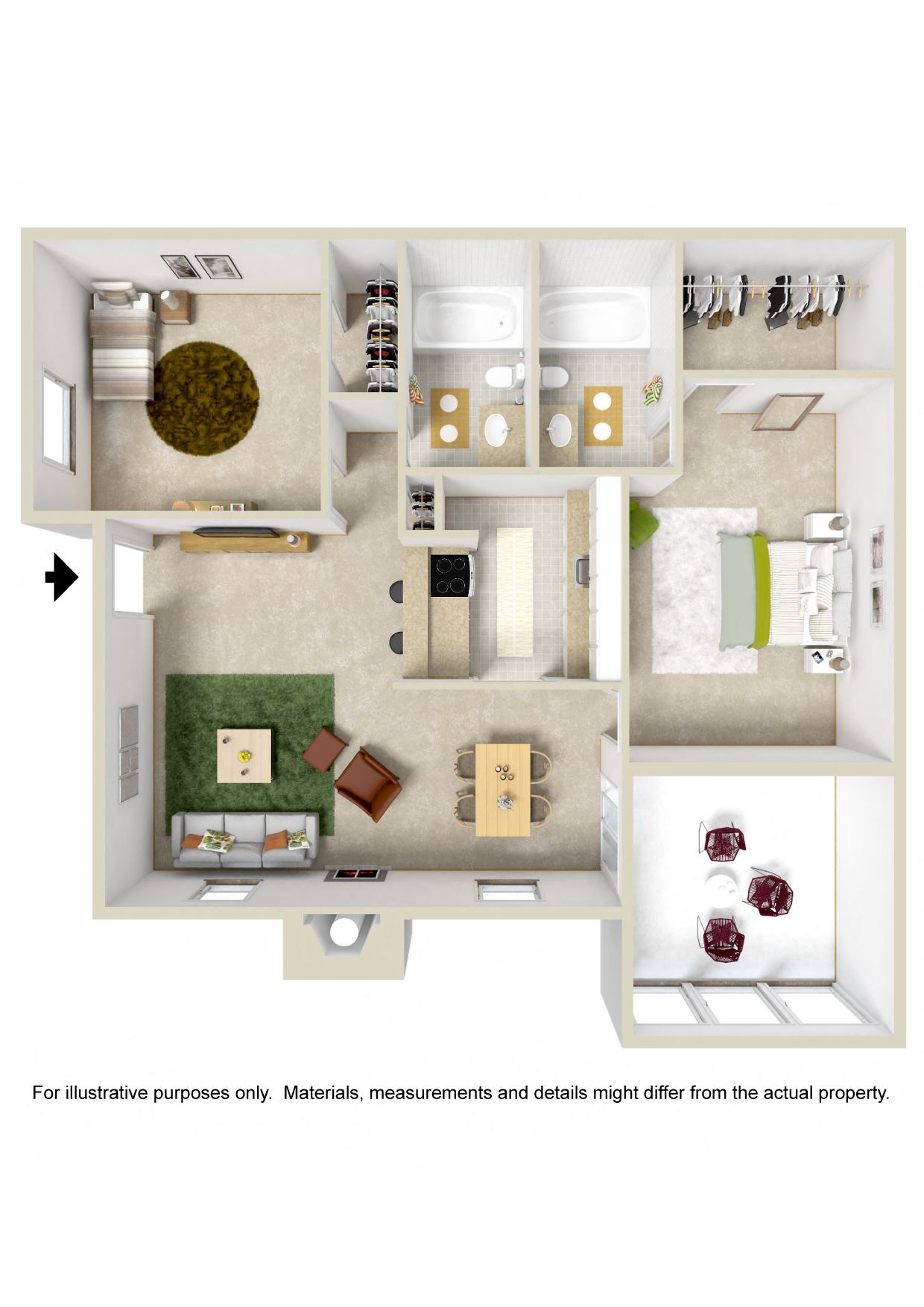 2 Bed  (Fireplace Optional)